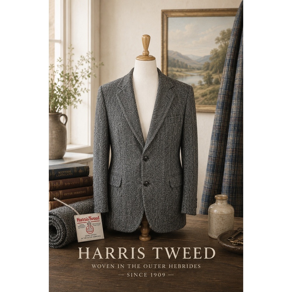 Vintage Harris Tweed Eaton Wool Blazer Herringbone Wedding Guest Graduation 48R